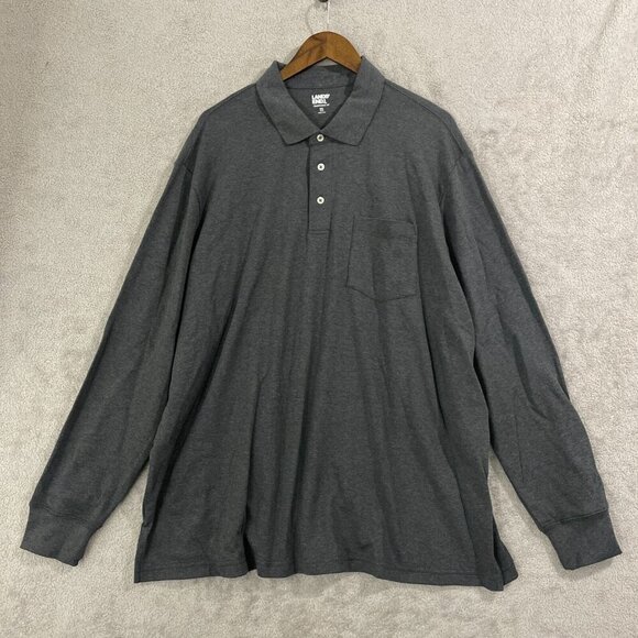 NWOT Land's End Men's XXL Long-Sleeve Polo Shirt Traditional Fit Dark Gray - Picture 2 of 8